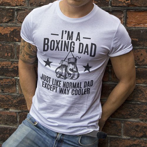 Ik ben boksvader, net als een normale vader, behalve een veel cooler t-shirt