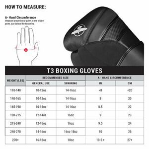 Hayabusa T3 Boxing Gloves size guide chart