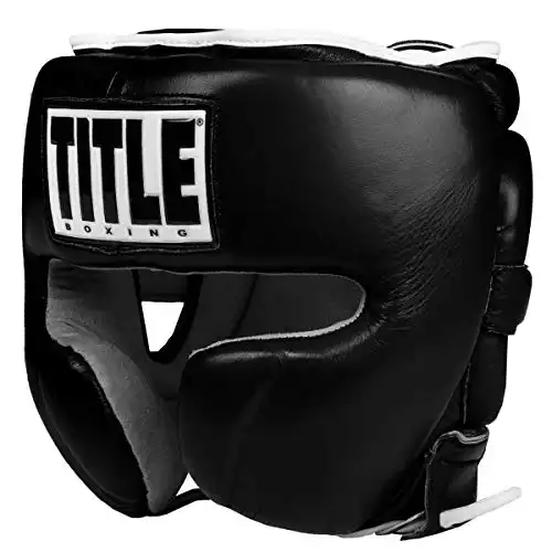 Title Boxing Leder-Sparring-Kopfbedeckung, Schwarz, Regular