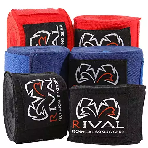RIVAL Boxing Traditional Cotton Handwraps - 180 in. - Black