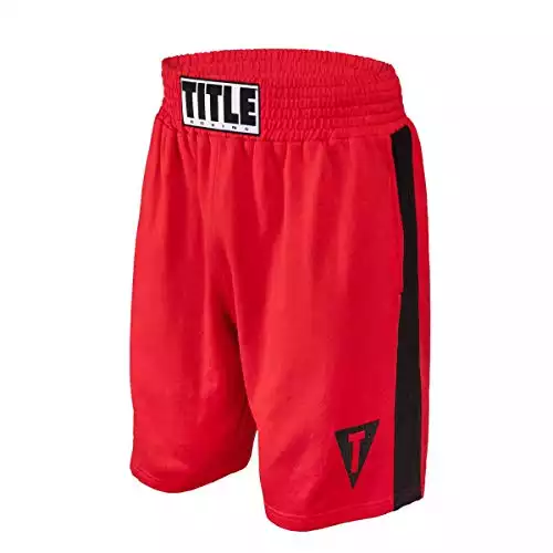 Title Pantalones cortos de boxeo, rojo/negro, pequeño