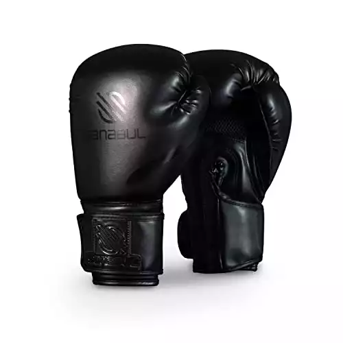 Sanabul Essential Gel Boxing Kickboxing Punching Bag Gloves, for Men and Women, Black, 10 oz