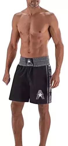 Anthem Athletics Classic Boxing Shorts, Men Women, Knee Length Boxing Trunks - Black & Grey - Medium
