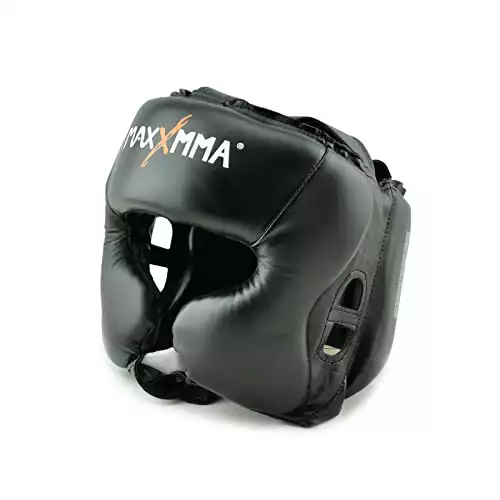 MaxxMMA Headgear Negro L/XL Boxeo MMA Entrenamiento Kickboxing Sparring Karate Taekwondo