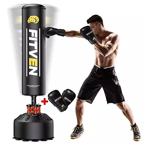 FITVEN Freestanding Punching Bag w/ Boxing Gloves