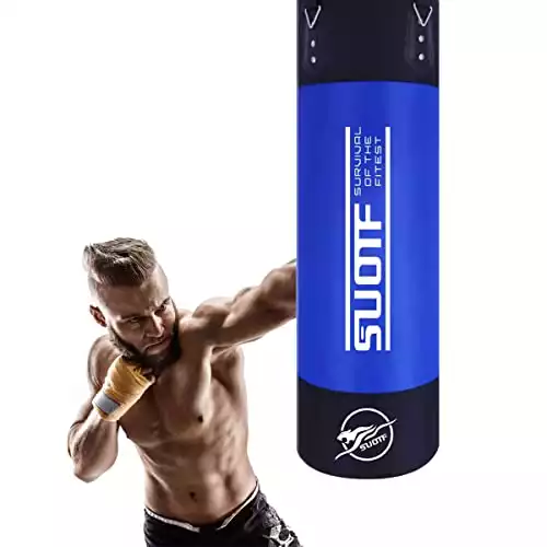 SUOTF Heavy Punching Bag Boxing Bags for Adults Kids Unfilled Punching Bag with Chains Blue 100cm
