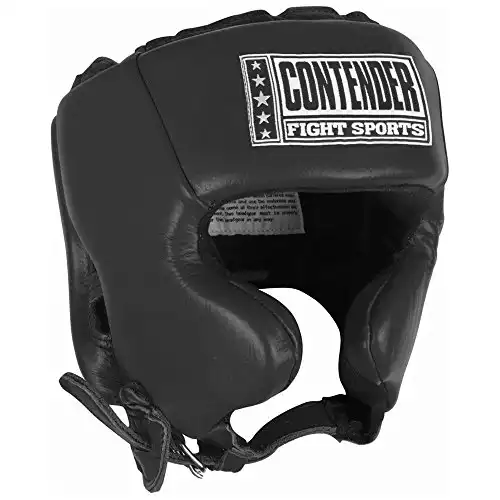 Contender Fight Sports Competition Boxing Headgear with Cheeks, Black, Medium