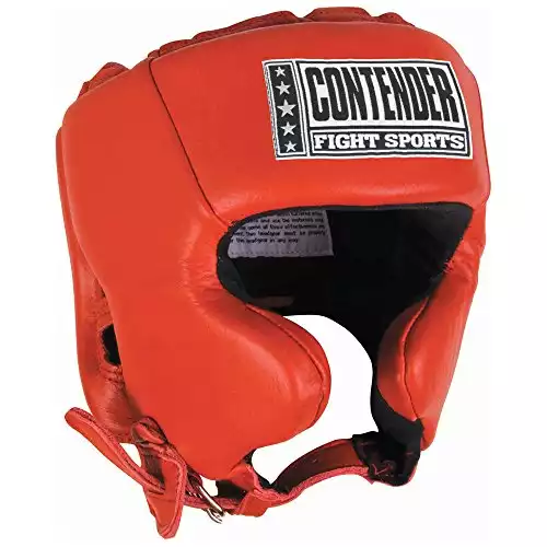 Contender Fight Sports Competition Boxing Headgear with Cheeks, Red, Small