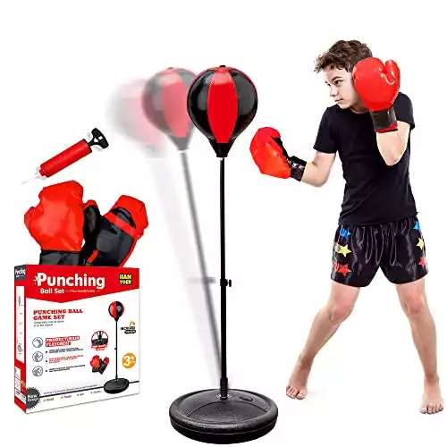 Punching Bag for Kids, Adjustable Punching Bag with stand, Boxing Equipment with Boxing Gloves, Boxing Set as Toys Gifts