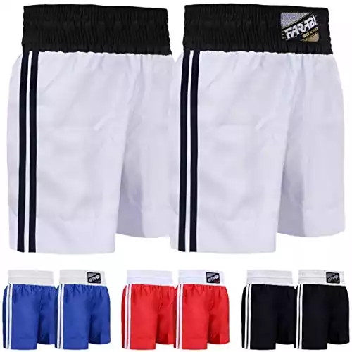 Farabi Sports Boxing Shorts for Training Punching, Sparring Fitness Gym Kickboxing Shorts (White, Small)