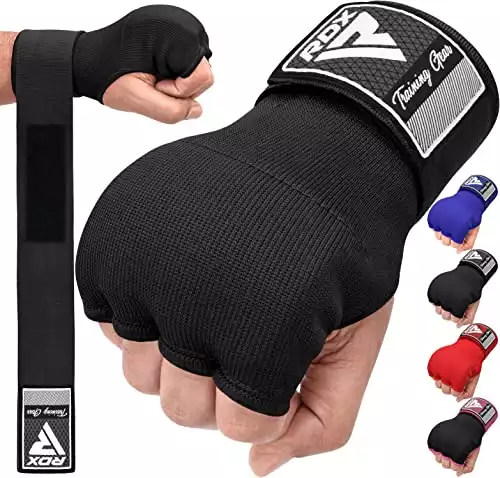 RDX Training Boxing Inner Gloves Hand Wraps MMA Fist Protector Bandages Mitts, Medium, Black