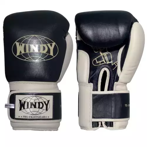 Windy Muay Thai Training Gloves, Black, 16-Ounce