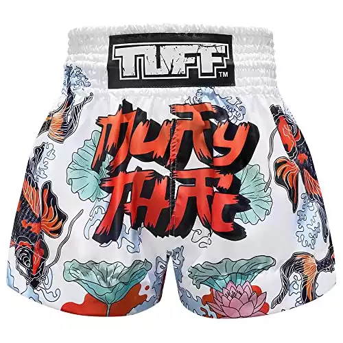 Tuff Boxing Muay Thai Shorts Trunks (TUF-MS638-WHT, XL)