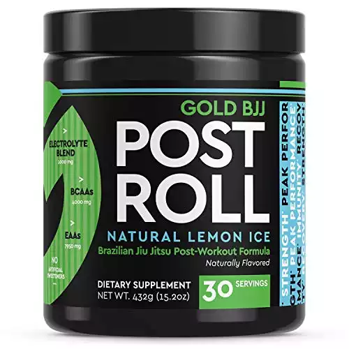 Gold BJJ PostRoll – Jiu Jitsu Post Workout Supplement with EAA & BCAA Essential Amino Acids – Martial Arts Specific Post-Workout Powder (Lemon Ice, 30 Servings)