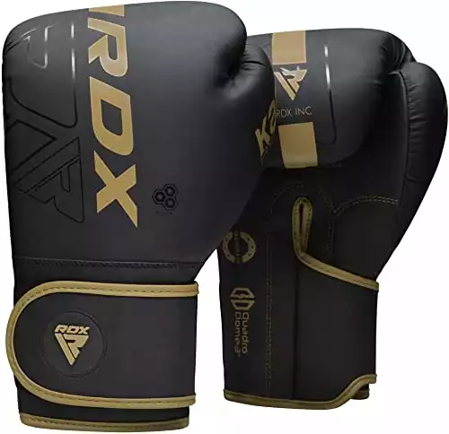 Black and gold RDX kara boxing gloves