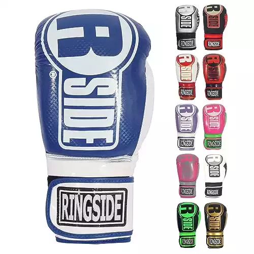 Ringside Apex Bag Handschuhe, IMF-Tech Boxhandschuhe mit sicherer Handgelenkstütze, synthetische Boxhandschuhe für Männer und Frauen, Blau und Weiß, L/XL